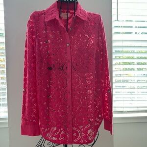 Maeve Anthropology slim button down blouse pink size 8
